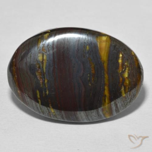 25.59ct Naturale Multicolore Matrice di occhio di tigre, Ovale, Opaco