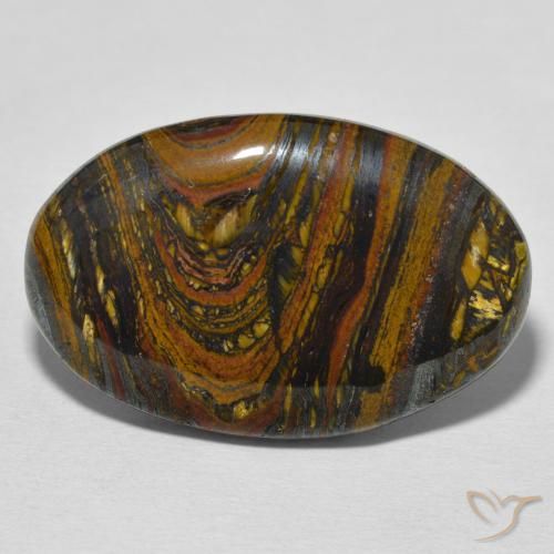 29.95ct Naturale Multicolore Matrice di occhio di tigre, Ovale, Opaco