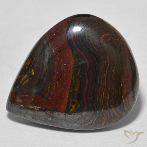 21.77ct Naturale Multicolore Matrice di occhio di tigre, Forma a pera, Opaco