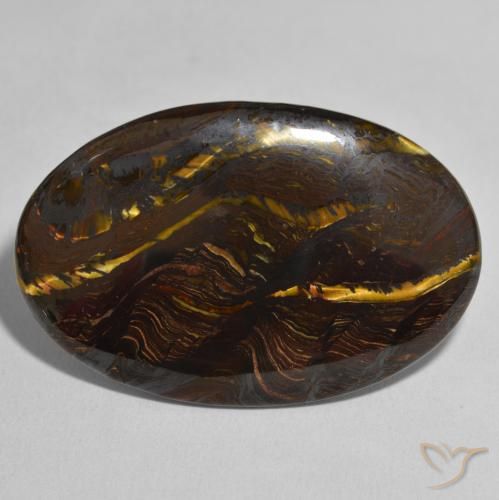 49.33ct Naturale Multicolore Matrice di occhio di tigre, Ovale, Opaco