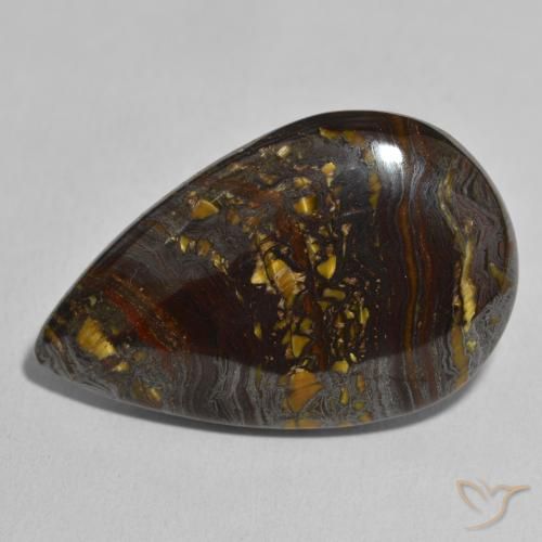 46.57ct Naturale Multicolore Matrice di occhio di tigre, Forma a pera, Opaco