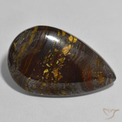 Matrice di occhio di tigre Multicolore naturale da 46.57 ct, Forma a pera, Opaco