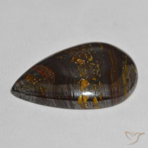 Matrice di occhio di tigre Multicolore naturale da 46.57 ct, Forma a pera, Opaco