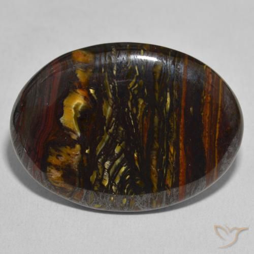 29.37ct Naturale Multicolore Matrice di occhio di tigre, Ovale, Opaco