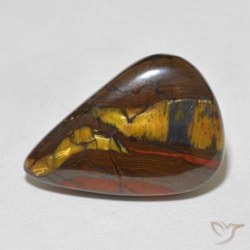 16.40ct Naturale Multicolore Matrice di occhio di tigre, Forma a pera, Opaco