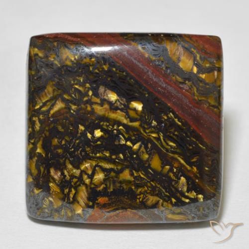 41.55ct Naturale Multicolore Matrice di occhio di tigre, Quadrato, Opaco