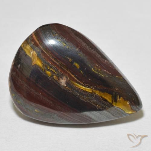 Matrice di occhio di tigre Multicolore naturale da 27.18 ct, Forma a pera, Opaco