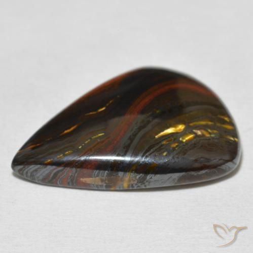 Matrice di occhio di tigre Multicolore naturale da 20.61 ct, Forma a pera, Opaco