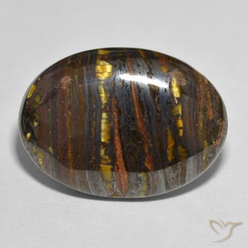 44.10ct Naturale Multicolore Matrice di occhio di tigre, Ovale, Opaco