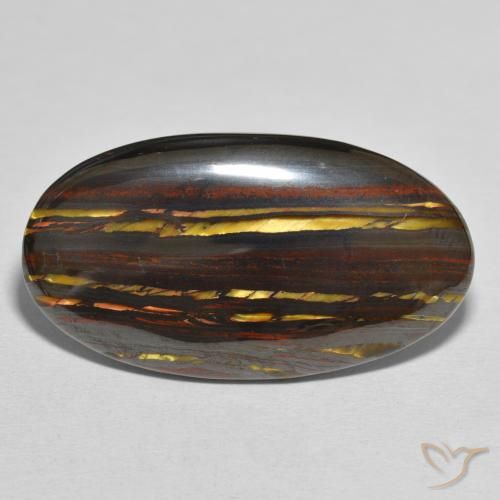 40.26ct Naturale Multicolore Matrice di occhio di tigre, Ovale, Opaco