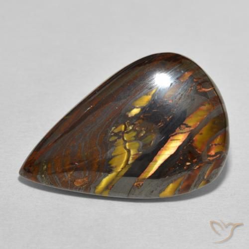 29.62ct Naturale Multicolore Matrice di occhio di tigre, Forma a pera, Opaco