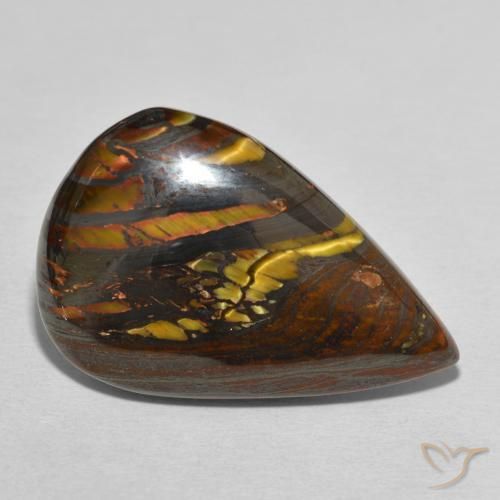 Matrice di occhio di tigre Multicolore naturale da 29.62 ct, Forma a pera, Opaco