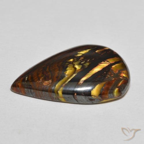 Matrice di occhio di tigre Multicolore naturale da 29.62 ct, Forma a pera, Opaco
