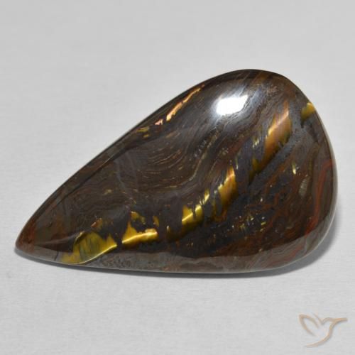 38.25ct Naturale Multicolore Matrice di occhio di tigre, Forma a pera, Opaco