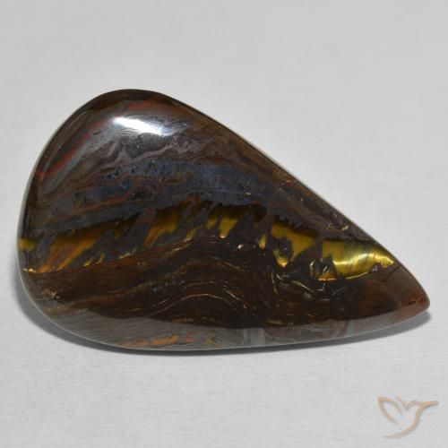 Matrice di occhio di tigre Multicolore naturale da 38.25 ct, Forma a pera, Opaco