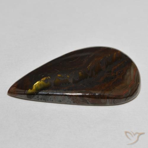 Matrice di occhio di tigre Multicolore naturale da 38.25 ct, Forma a pera, Opaco