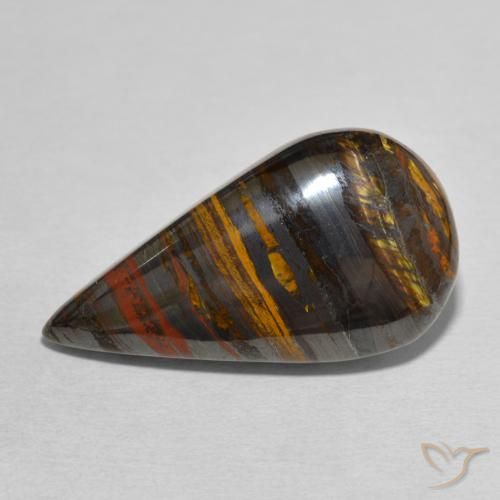 31.01ct Naturale Multicolore Matrice di occhio di tigre, Forma a pera, Opaco