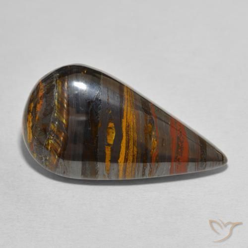 Matrice di occhio di tigre Multicolore naturale da 31.01 ct, Forma a pera, Opaco