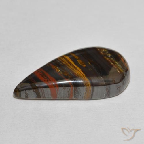 Matrice di occhio di tigre Multicolore naturale da 31.01 ct, Forma a pera, Opaco