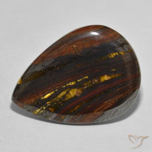 40.33ct Naturale Multicolore Matrice di occhio di tigre, Forma a pera, Opaco