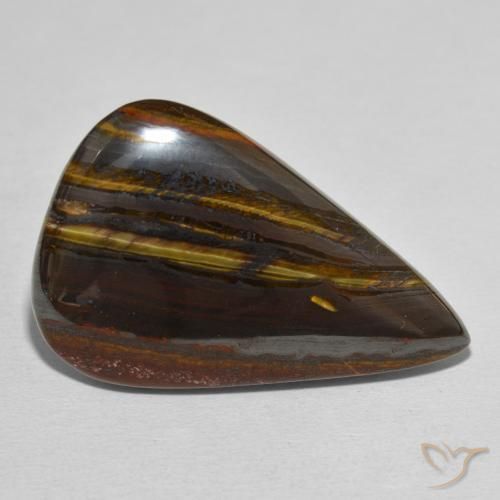 Matrice di occhio di tigre Multicolore naturale da 39.70 ct, Forma a pera, Opaco