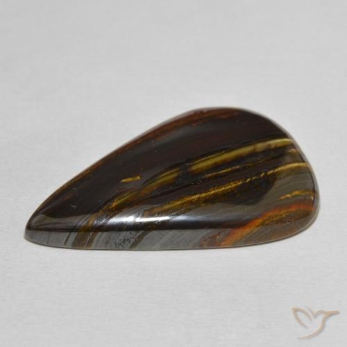 Matrice di occhio di tigre Multicolore naturale da 39.70 ct, Forma a pera, Opaco
