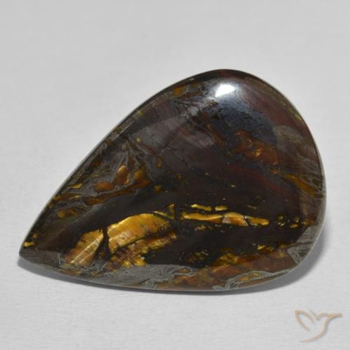 39.31ct Naturale Multicolore Matrice di occhio di tigre, Forma a pera, Opaco