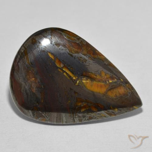 Matrice di occhio di tigre Multicolore naturale da 39.31 ct, Forma a pera, Opaco