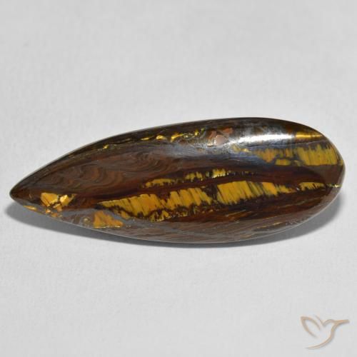 27.49ct Naturale Multicolore Matrice di occhio di tigre, Forma a pera, Opaco