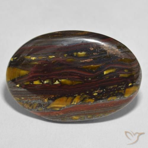 37.29ct Naturale Multicolore Matrice di occhio di tigre, Ovale, Opaco