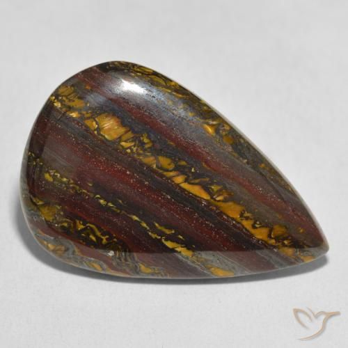 Matrice di occhio di tigre Multicolore naturale da 26.73 ct, Forma a pera, Opaco