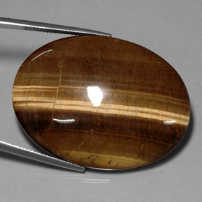 Tiger's eye naturale marrone da 75,05 ct, taglio ovale, opaco
