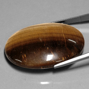 Tiger's eye naturale marrone da 75,05 ct, taglio ovale, opaco