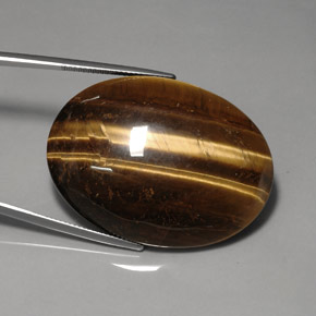 Tiger's eye naturale marrone da 76,92 ct, taglio ovale, opaco