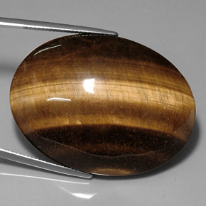 Tiger's eye naturale marrone da 76,52 ct, taglio ovale, opaco