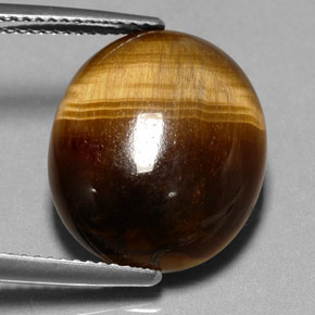Tiger's eye naturale marrone da 11,35 ct, taglio ovale, opaco