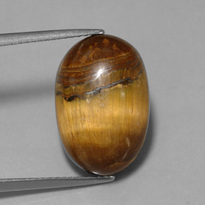Tiger's eye naturale marrone da 12,90 ct, taglio ovale, opaco