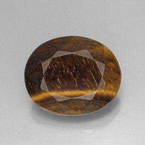 Tiger's eye naturale marrone da 25,78 ct, taglio ovale, opaco