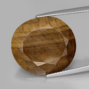 Occhio di tigre Oro Marrone naturale da 16.94 ct, Taglio ovale, Opaco