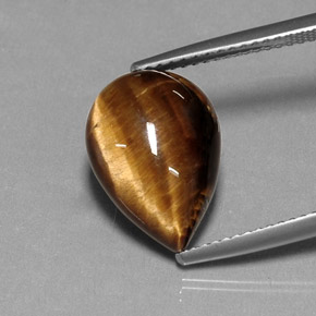 Tiger's eye naturale marrone da 5,33 ct, taglio a pera, opaco