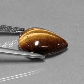 Tiger's eye naturale marrone da 5,33 ct, taglio a pera, opaco