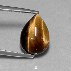 Occhio di tigre Oro Marrone naturale da 5.18 ct, Forma a pera, Opaco