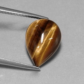 Tiger's eye naturale marrone da 5,17 ct, taglio a pera, opaco