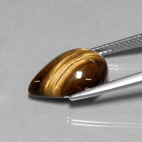 Tiger's eye naturale marrone da 5,17 ct, taglio a pera, opaco