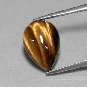 Tiger's eye naturale marrone da 5,36 ct, taglio a pera, opaco