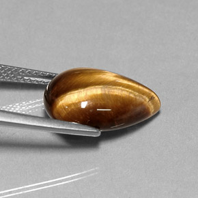 Tiger's eye naturale marrone da 5,36 ct, taglio a pera, opaco