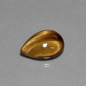 Tiger's eye naturale marrone da 5,16 ct, taglio a pera, opaco