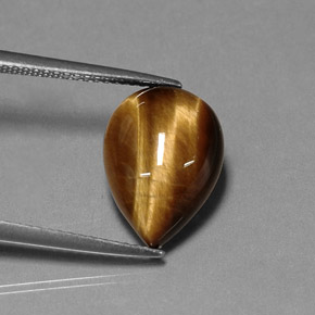 Tiger's eye naturale marrone da 5,16 ct, taglio a pera, opaco