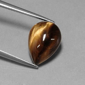 Occhio di tigre Oro Marrone naturale da 5.31 ct, Forma a pera, Opaco