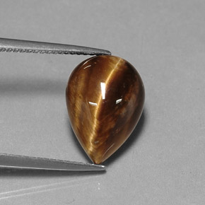 Tiger's eye naturale marrone da 5,18 ct, taglio a pera, opaco